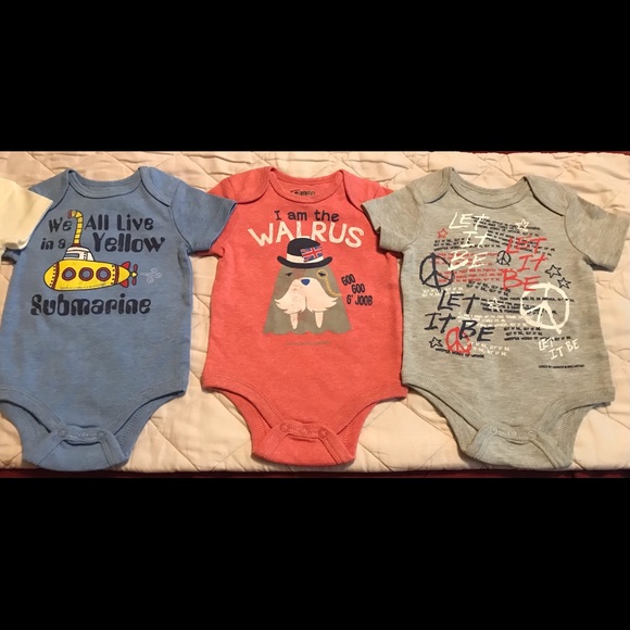 BOGO FREE🌸Beatles themed onesies NWOT - Picture 1 of 4